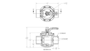 AquaStar FlowStar 2-Way Valve with Rubber Handle | 1.5" x 2" | AV2W15C