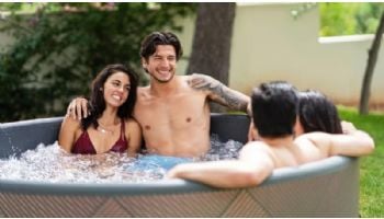 MSpa Frame Series Mono Inflatable Round Bubble Spa | Luxury Wood-Like Finish | 6-Person | F-MO063W