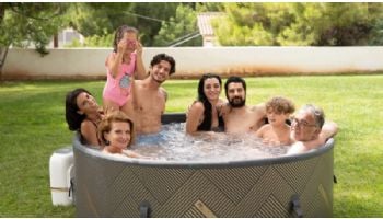 MSpa Frame Series Mono Inflatable Round Bubble Spa | Luxury Wood-Like Finish | 6-Person | F-MO063W