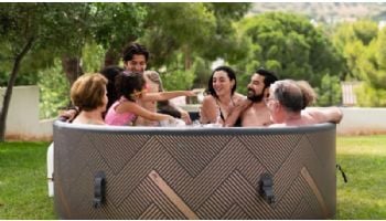 MSpa Frame Series Mono Inflatable Round Bubble Spa | Luxury Wood-Like Finish | 6-Person | F-MO063W