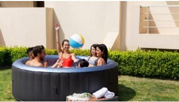 MSpa Comfort Series Bergen Inflatable Round Bubble Spa | Metallic Blue Liner | 6-Person | C-BE062