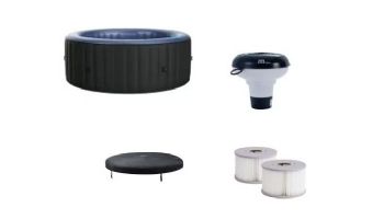 MSpa Comfort Series Bergen Inflatable Round Bubble Spa | Metallic Blue Liner | 4-Person | C-BE042