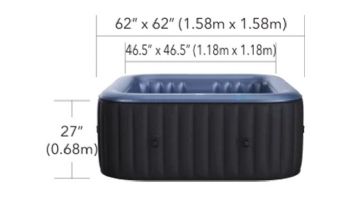 MSpa Comfort Series Tekapo Inflatable Square Bubble Spa | Metallic Blue Liner | 4-Person | C-TE042