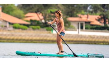 Aqua Marina All-Around iSUP | Aluminum Sports III Paddle with Safety Leash | Breeze - Silver Tree | 9' 10" x 30" | BT-23BRP