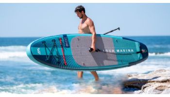 Aqua Marina All-Around Advanced iSUP | Carbon / Fiberglass Hybrid Pastel Paddle and Coil Leash | Beast - Aqua Splash | 10' 6" x 32" | BT-23BEP
