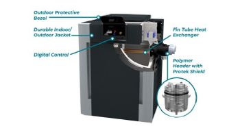 Raypak Digital ASME Propane Gas Commercial Swimming Pool Heater | 266k BTU Cupro Nickel Heat Exchanger | Altitude 2000-2999 Ft | B-R266A-EP-X #58 017416