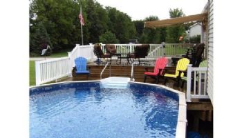 Coronado 30' Round Above Ground Pool | White In-Wall Step | Basic Package 54" Wall | 190138