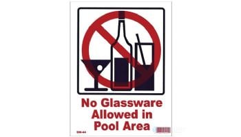 PoolStyle Vertical NO GLASSWARE ALLOWED Sign | 9" x 12" | PS246