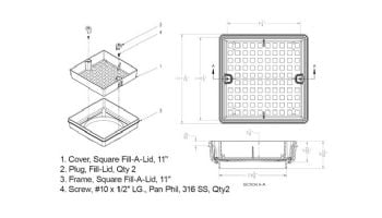 AquaStar Fill-Lid Standard Square 11'' Skimmer Cover and Frame | Light Gray | SFL11103