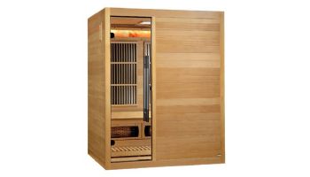 Golden Designs Soria 3-Person Hybrid Sauna Full Spectrum and Harvia Traditional Stove with Himalayan Salt | Hemlock | GDI-8330-01