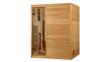 Golden Designs Soria 3-Person Hybrid Sauna Full Spectrum and Harvia Traditional Stove with Himalayan Salt | Hemlock | GDI-8330-01