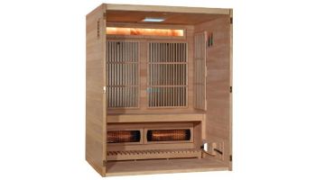 Golden Designs Soria 3-Person Hybrid Sauna Full Spectrum and Harvia Traditional Stove with Himalayan Salt | Hemlock | GDI-8330-01