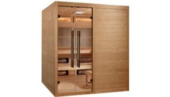 Golden Designs Toledo 6-Person Hybrid Sauna Full Spectrum and Harvia Traditional Stove with Himalayan Salt | Hemlock | GDI-8360-01