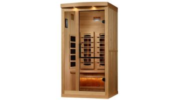 Golden Designs 1-Person Full Spectrum PureTech Near Zero EMF FAR Infrared Sauna with Himalayan Salt Bar | Hemlock | GDI-8010-03