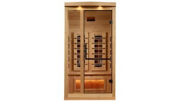 Golden Designs 1-Person Full Spectrum PureTech Near Zero EMF FAR Infrared Sauna with Himalayan Salt Bar | Hemlock | GDI-8010-03