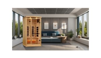 Golden Designs 1-Person Full Spectrum PureTech Near Zero EMF FAR Infrared Sauna with Himalayan Salt Bar | Hemlock | GDI-8010-03