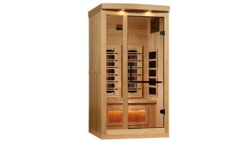 Golden Designs 1-Person Full Spectrum PureTech Near Zero EMF FAR Infrared Sauna with Himalayan Salt Bar | Hemlock | GDI-8010-03
