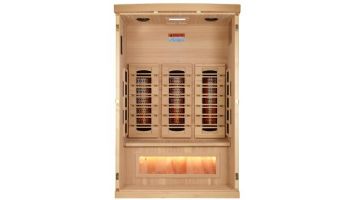 Golden Designs 2-Person Full Spectrum PureTech Near Zero EMF FAR Infrared Sauna with Himalayan Salt Bar | Hemlock | GDI-8020-03