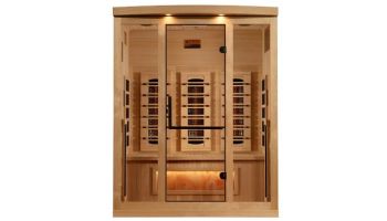 Golden Designs 3-Person Full Spectrum PureTech Near Zero EMF FAR Infrared Sauna with Himalayan Salt Bar | Hemlock | GDI-8030-03