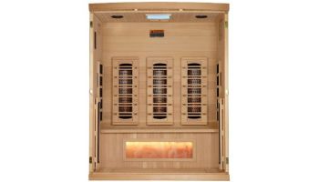 Golden Designs 3-Person Full Spectrum PureTech Near Zero EMF FAR Infrared Sauna with Himalayan Salt Bar | Hemlock | GDI-8030-03