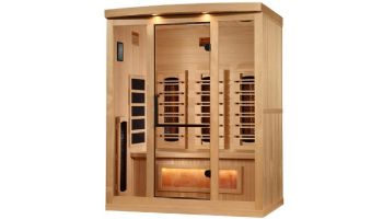 Golden Designs 3-Person Full Spectrum PureTech Near Zero EMF FAR Infrared Sauna with Himalayan Salt Bar | Hemlock | GDI-8030-03