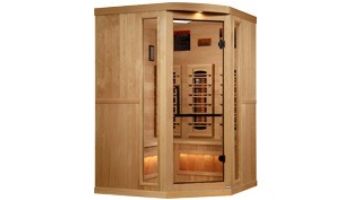 Golden Designs 3-Person Corner Full Spectrum PureTech Near Zero EMF FAR Infrared Sauna with Himalayan Salt Bar | Hemlock | GDI-8035-03