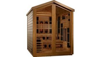 Golden Designs Kaskinen 6-Person Hybrid PureTech Full Spectrum IR or Traditional Stove Outdoor Sauna | Cedar | GDI-8526-01