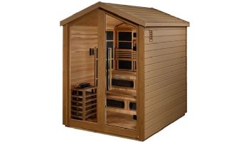 Golden Designs Kaskinen 6-Person Hybrid PureTech Full Spectrum IR or Traditional Stove Outdoor Sauna | Cedar | GDI-8526-01