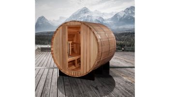 Golden Designs Arosa 4-Person Barrel Traditional Outdoor Sauna | Cedar | GDI-B004-01