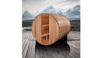 Golden Designs Klosters 6-Person Barrel Traditional Outdoor Sauna | Cedar | GDI-B006-01