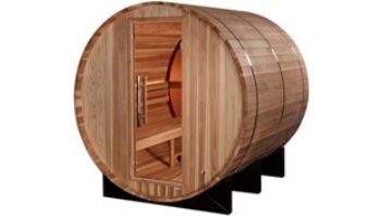 Golden Designs Zurich 4-Person Barrel Traditional Outdoor Sauna with Bronze Privacy View | Cedar | GDI-B024-01