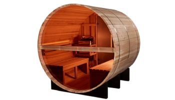 Golden Designs Zurich 4-Person Barrel Traditional Outdoor Sauna with Bronze Privacy View | Cedar | GDI-B024-01