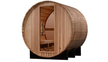 Golden Designs Zurich 4-Person Barrel Traditional Outdoor Sauna with Bronze Privacy View | Cedar | GDI-B024-01