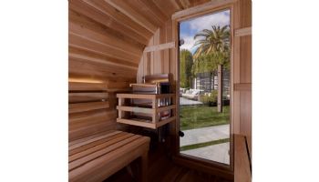 Golden Designs Zurich 4-Person Barrel Traditional Outdoor Sauna with Bronze Privacy View | Cedar | GDI-B024-01
