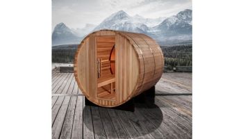 Golden Designs Zurich 4-Person Barrel Traditional Outdoor Sauna with Bronze Privacy View | Cedar | GDI-B024-01