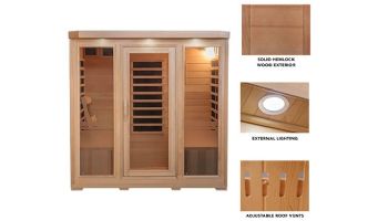 HeatWave Sonoma 4-Person Hemlock Infrared Sauna with 9 Carbon Heaters | SA7020