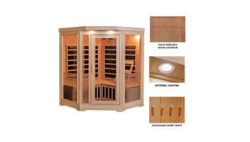 HeatWave Sonoma 3-Person Hemlock Infrared Corner Sauna with 7 Carbon Heaters | SA7019