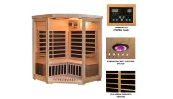 HeatWave Sonoma 3-Person Hemlock Infrared Corner Sauna with 7 Carbon Heaters | SA7019