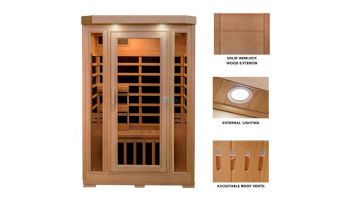 HeatWave Sonoma 2-Person Hemlock Infrared Sauna with 6 Carbon Heaters | SA7018