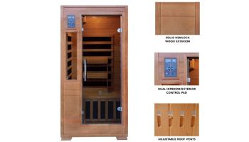 HeatWave Majestic 1-2 Person Hemlock Infrared Sauna with 5 Carbon Heaters | SA3202