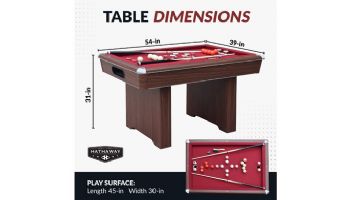 Hathaway Renegade II 54-In Bumper Pool Table | Walnut Finish with Red Felt | BG50376