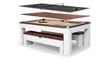 Hathaway Newport II 7-Ft. Pool Table Combo Set with Benches | White with Camel Felt | BG50378