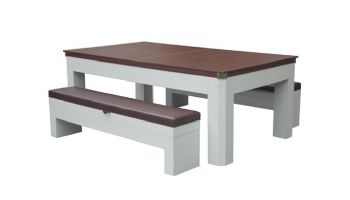 Hathaway Newport II 7-Ft. Pool Table Combo Set with Benches | White with Camel Felt | BG50378