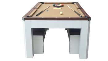 Hathaway Newport II 7-Ft. Pool Table Combo Set with Benches | White with Camel Felt | BG50378