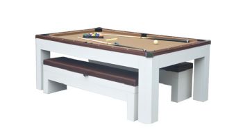 Hathaway Newport II 7-Ft. Pool Table Combo Set with Benches | White with Camel Felt | BG50378