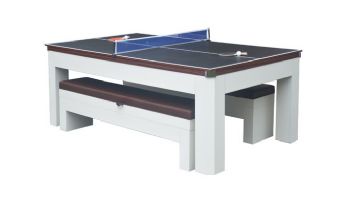 Hathaway Newport II 7-Ft. Pool Table Combo Set with Benches | White with Camel Felt | BG50378