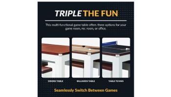 Hathaway Newport II 7-Ft. Pool Table Combo Set with Benches | White with Camel Felt | BG50378