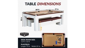 Hathaway Newport II 7-Ft. Pool Table Combo Set with Benches | White with Camel Felt | BG50378