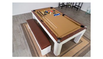 Hathaway Newport II 7-Ft. Pool Table Combo Set with Benches | White with Camel Felt | BG50378