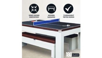 Hathaway Newport II 7-Ft. Pool Table Combo Set with Benches | White with Camel Felt | BG50378